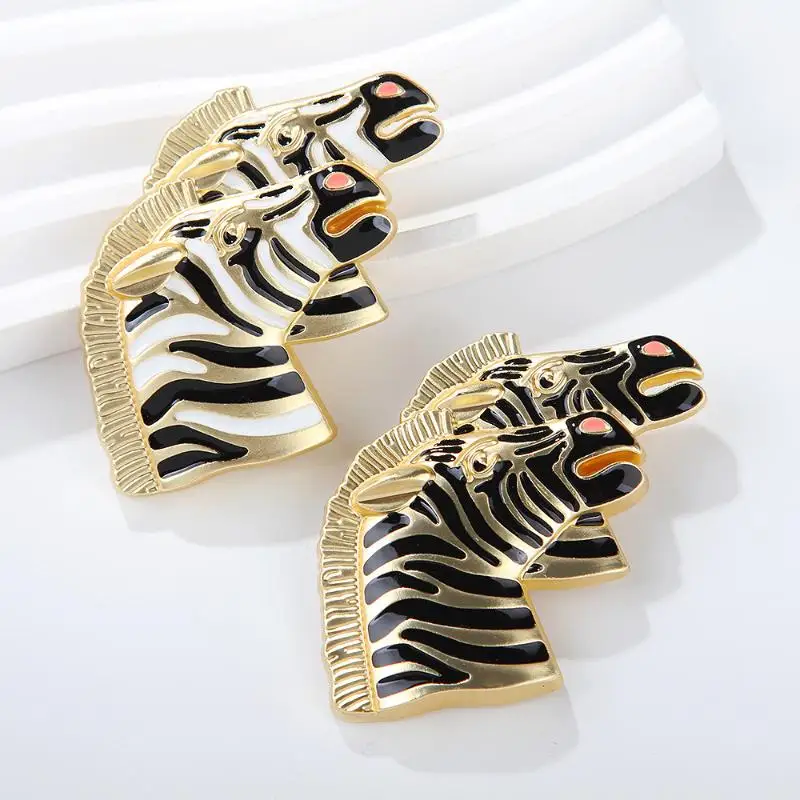Vintage Zebra Head Enamel Brooch for Women Fashionable Clothing Coat Accessory Unique Gift Idea
