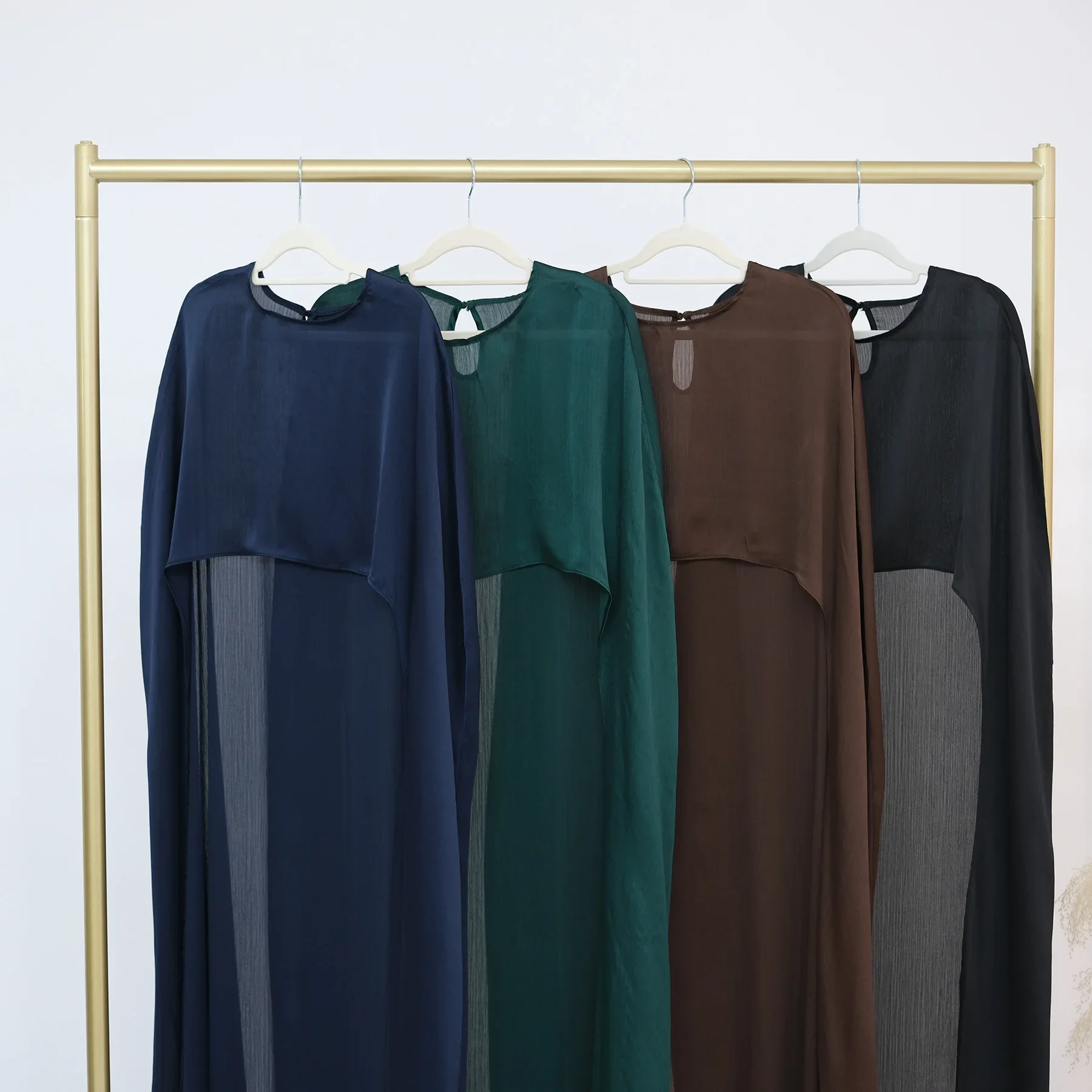 

Eid Djellaba Satin Muslim Women Maxi Cape Shawls Dress Cloak Abaya Dubai Turkey Kaftan Ramadan Islam Clothing Femme Robe Caftan