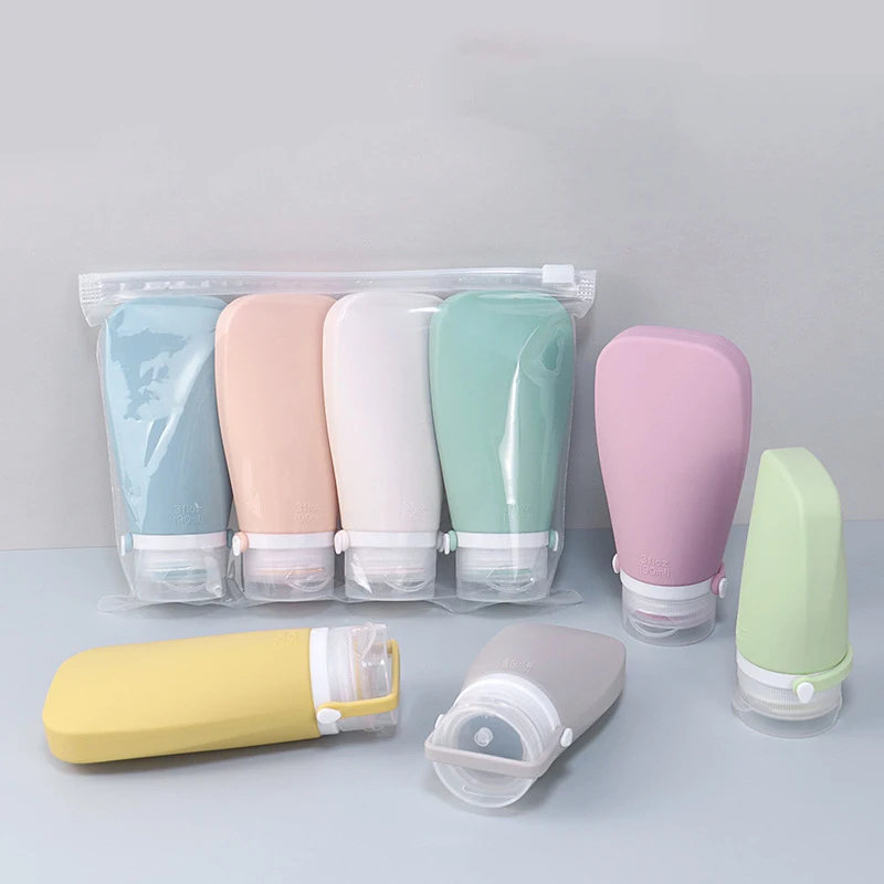 

6Pcs Silicone Travel Bottle Flat Makeup Storage Not Easily Deformed Bottle Toiletries and Skincare Bottle Set