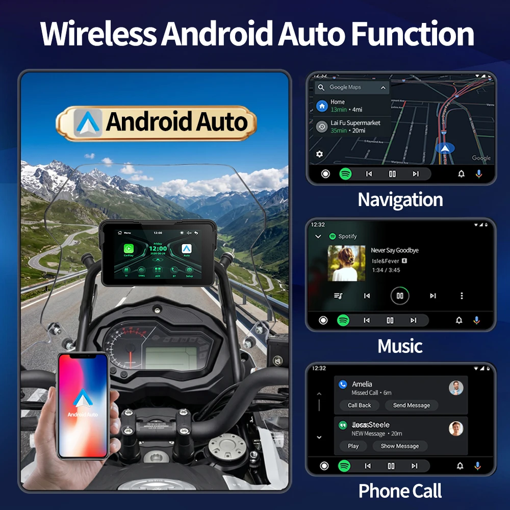 SMART Motorcycle Carplay 5 Inch Wireless CarPlay Android Auto Screen Motorcycle Navigation Motorcycle Wireless Motor GPS