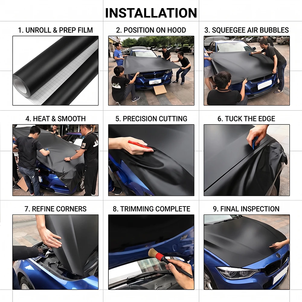 Matte Car Vinyl Wrap Film Self‑Adhesive Bubble Free Sticker Auto Interior Exterior Body Decal Tuning Modification Accessories - view 5