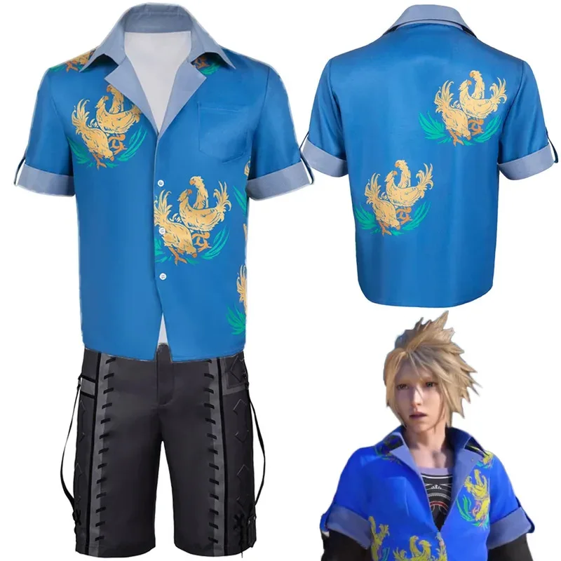 

FF7 Cloud Косплей Синие Рубашки Аниме Игра Final Fantasy VII Костюм Маскировка Взрослых Мужчин Ролевая Игра Фантазия Наряды Мужской Хэллоуин