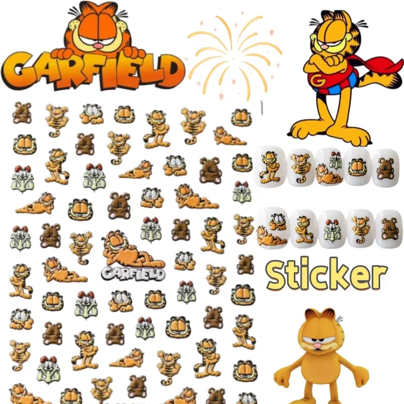 New Creative Garfield Stickers  Cartoon Cute  High-Appearance, Fashionable and Personalized  Student Nail Stickers Decoration