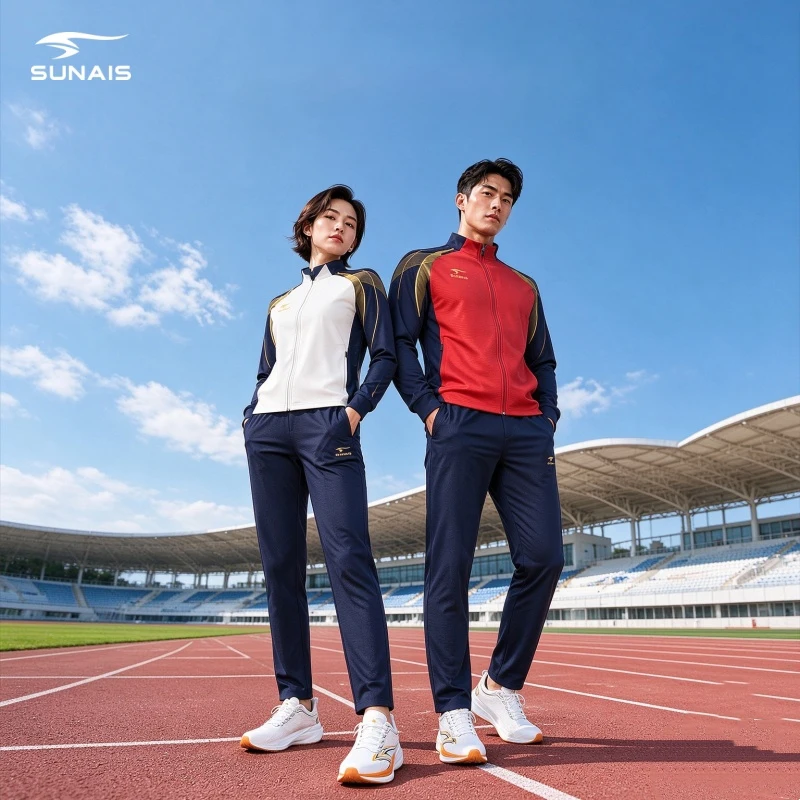 SUNAIS Men Sports Tracksuit Stand Collar Top Pants Set Soft Comfortable Moisture Wicking Breathable Outfit With Unisex 630203