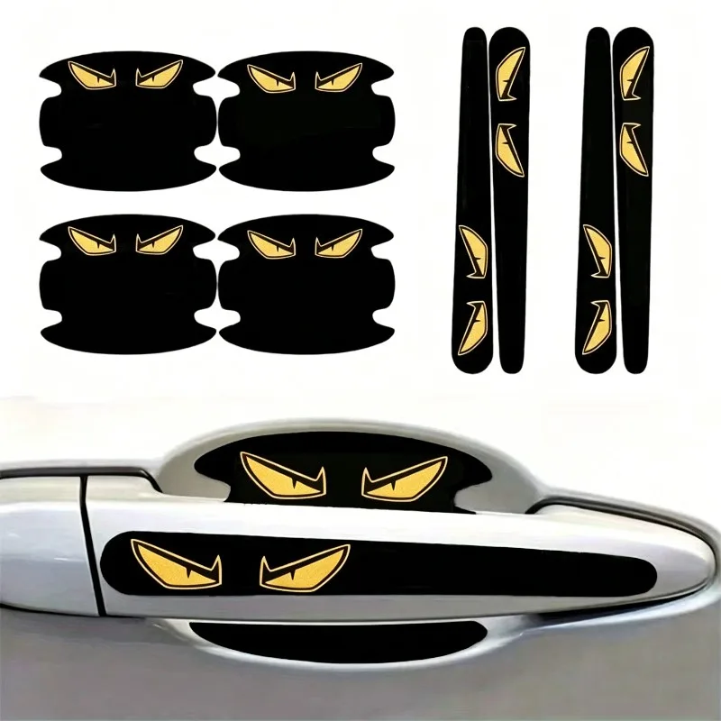 

8Pcs/set Golden Devil Eyes Door Handle & Bowl Stickers, Waterproof Anti-scratch Vinyl Protective Decals for Universal Cars