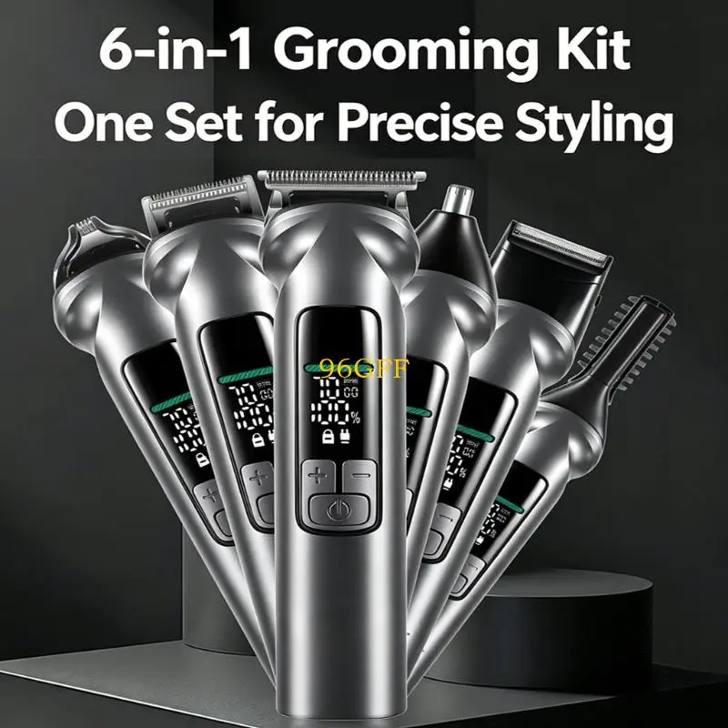 96GF Professional Wireless Hair Grooming With IPX7 Waterproof Construction And 6 Attachments For Full Body Care And Styling