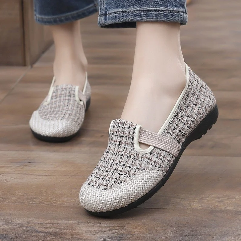 Beijing Ladies Canvas Shoes Linen Casual Fisherman Soft Bottom Mom Shoes Women's Footwear Traditional Cloth Shoe Flat Heel ro...