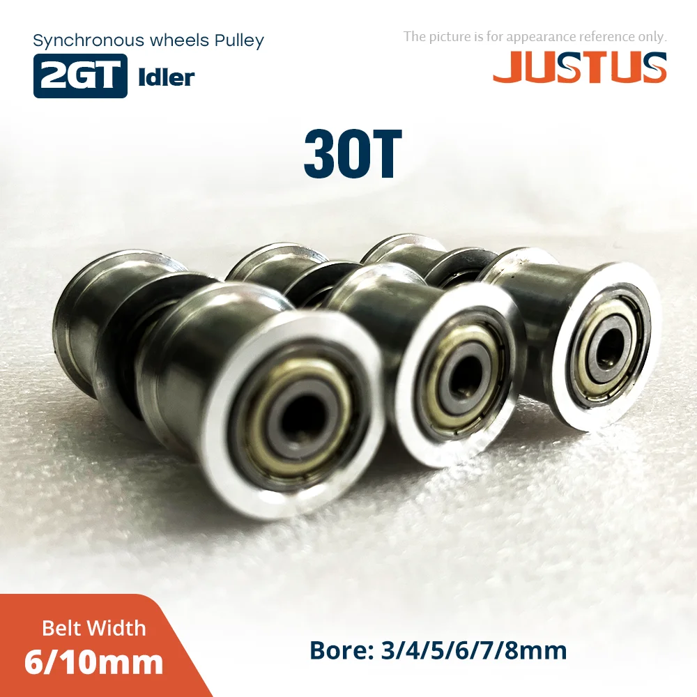 

30Teeth 2GT Synchronous Pulley Pitch 2mm Bore 3/4/5/6/8/9mm for Width 6/10mm GT2 Timing Belt 3D Printer CNC Parts Idler Type