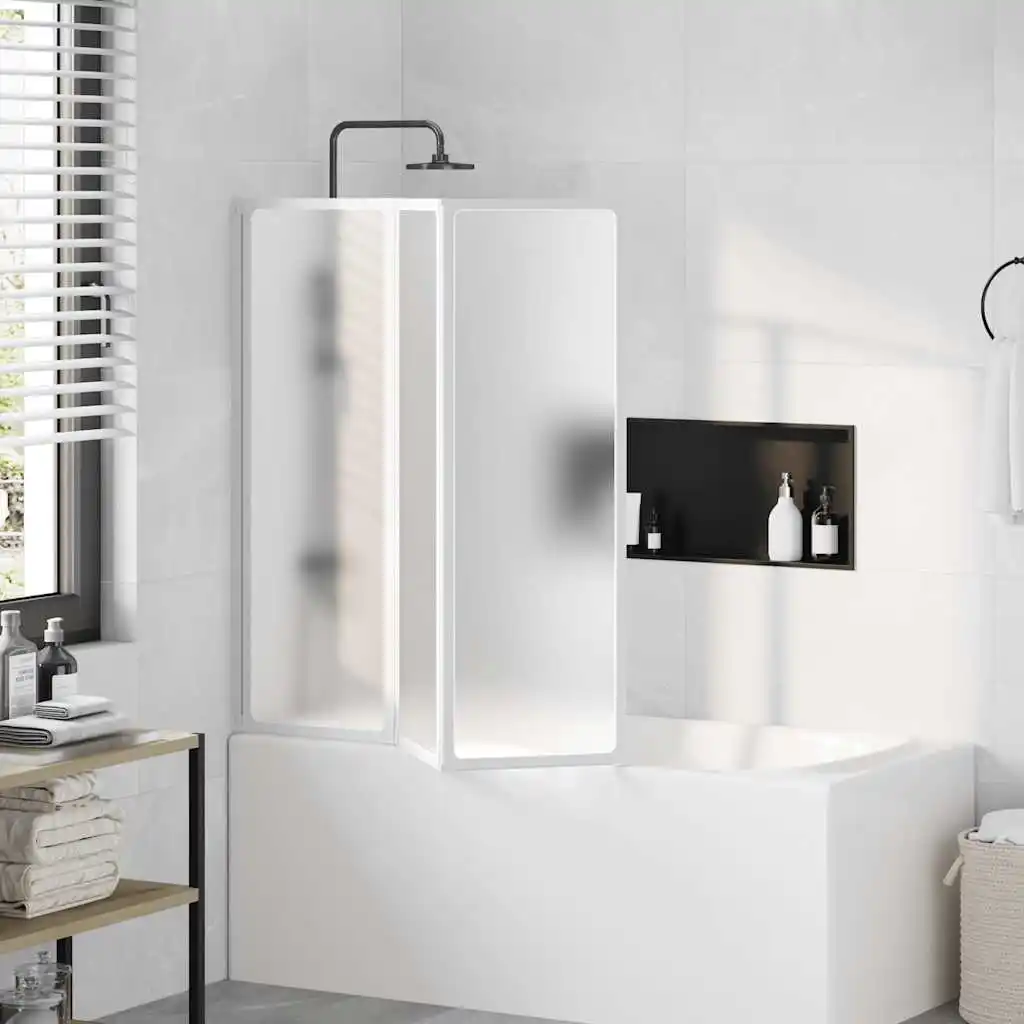 Ausziehbare 3-teilige Duschwand 117 x 120 cm Badezimmer-Duschabtrennung Nassraum-Spritzschutz Leicht zu reinigen