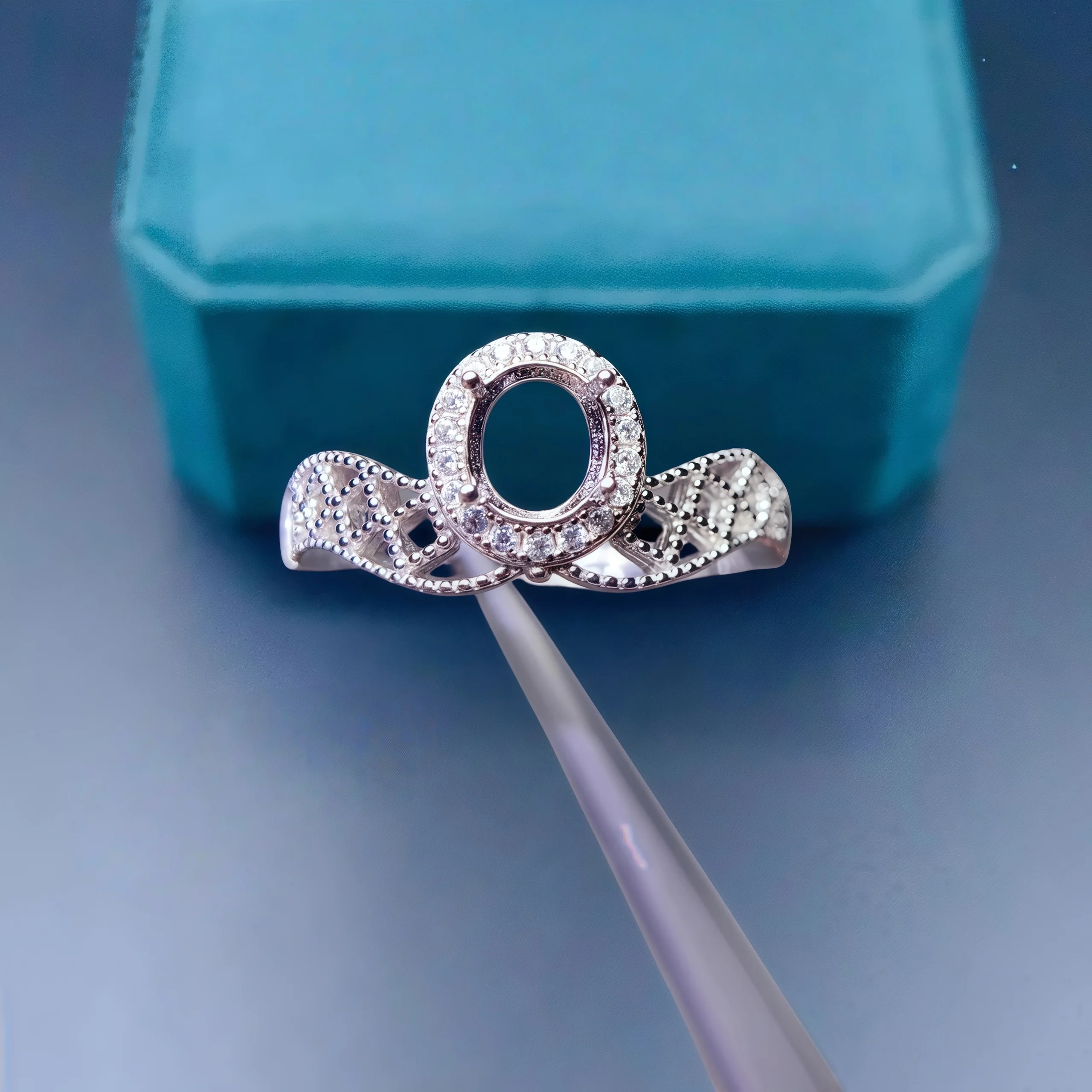 

L S925 Sterling Silver DIY Empty Holder Ring Inlay5*6mm Oval Stone Fine Hollow Out Design Zircon Wedding Charm Jewelry for Woman