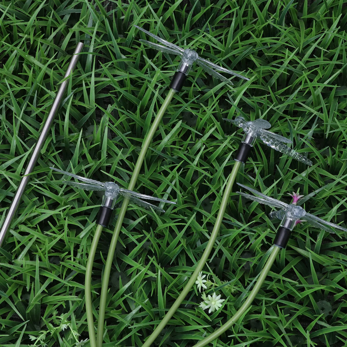 

2 pcs Color changing LED Lawn Light Solar Powered Dragonfly Shaped Garden Night Lamp Ground Plug Waterproof Pathway Lighting
