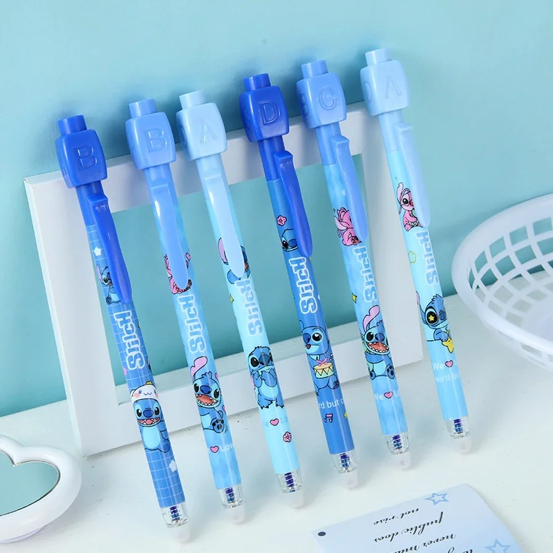 6/36PCS CREATIVE DISNEY STITCH ABCD вращения ответ гель ручка мило 0,5 мм синие чернила подписи ручки рекламные школьные принадлежности