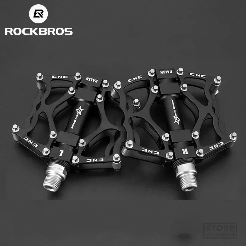 

ROCKBROS MTB Road Bike Pedals Aluminum Alloy Anti-slip Bicycle CNC Peilin Hollow-carved Design Accessories