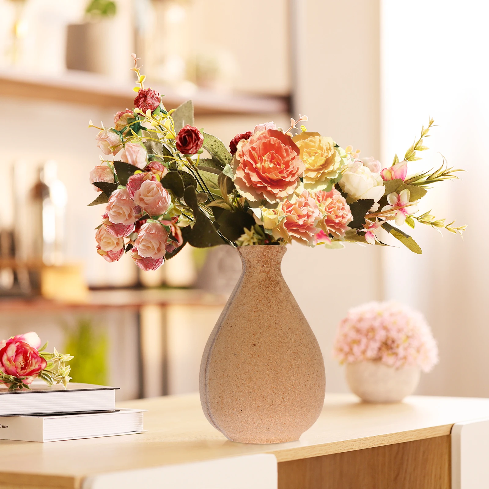 

1pc Wooden Vase Aesthetic Rustic Small Decorative Centerpiece for Home Office Vintage Floral Arrangement Container