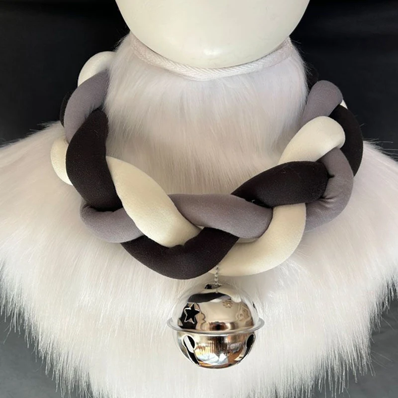 فروي Fursuit لطيف المختنق قلادة حفلة عيد الميلاد الحيوان تأثيري الدعامة المختنق حبل جرس طوق ل Fursuit جرس ملون