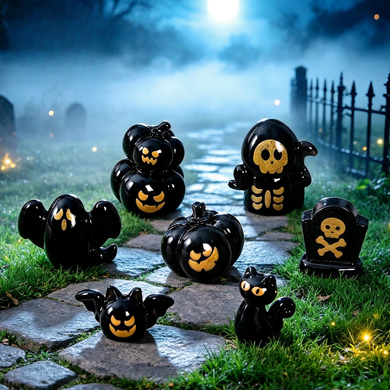 100pcs Simulation Doctor Mummy Pumpkin Halloween Resin Accessories Landscaping DIY Keychain Ornament Dollhouse Decor