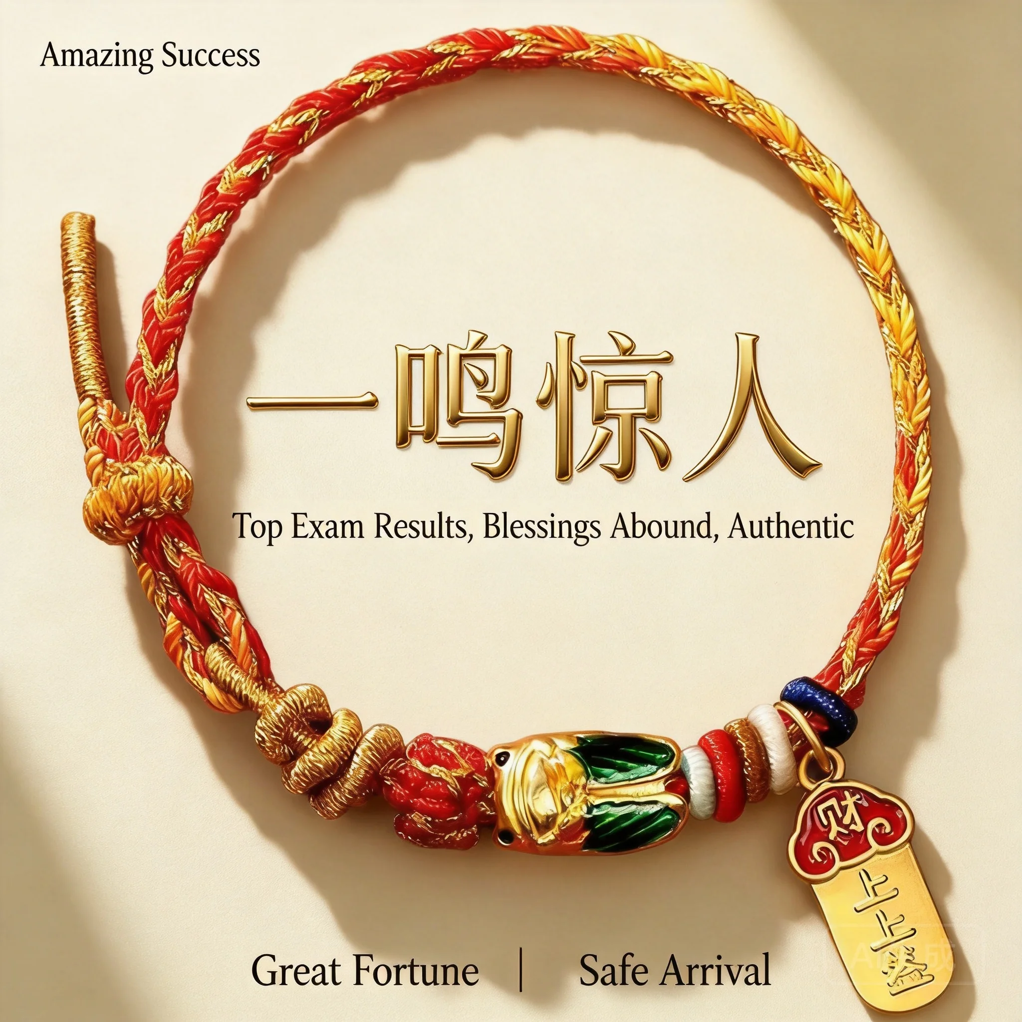 Chinese Style Good Luck Cicada Charm Handmade Braided Red String Bracelet For Women Men Exam Success Blessing Fortune Auspicious