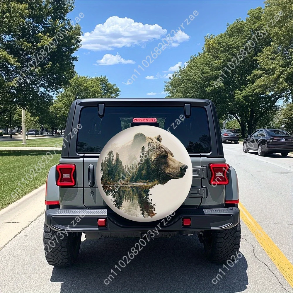 

Bear Mountain Forest Various Models Car Tire Cover Sand Dust Prevention Protect Wind Rain Tire Cover Sturdy Durable Tire Covers