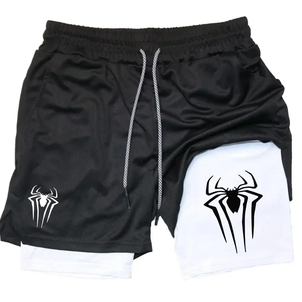 

Men's Y2K Performance Shorts Spider Printed Fitness and Leisure Comfortable Compression Shorts Running Mesh 2-in-1 Sports Shorts