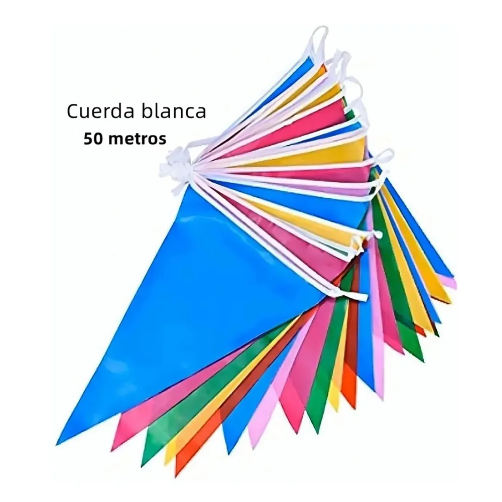 50M Length Pennant Banner Multicolor Nylon Fabric Hanging Banner Decoration 5.12 x 7.09in Flag String Decor Grand Opening
