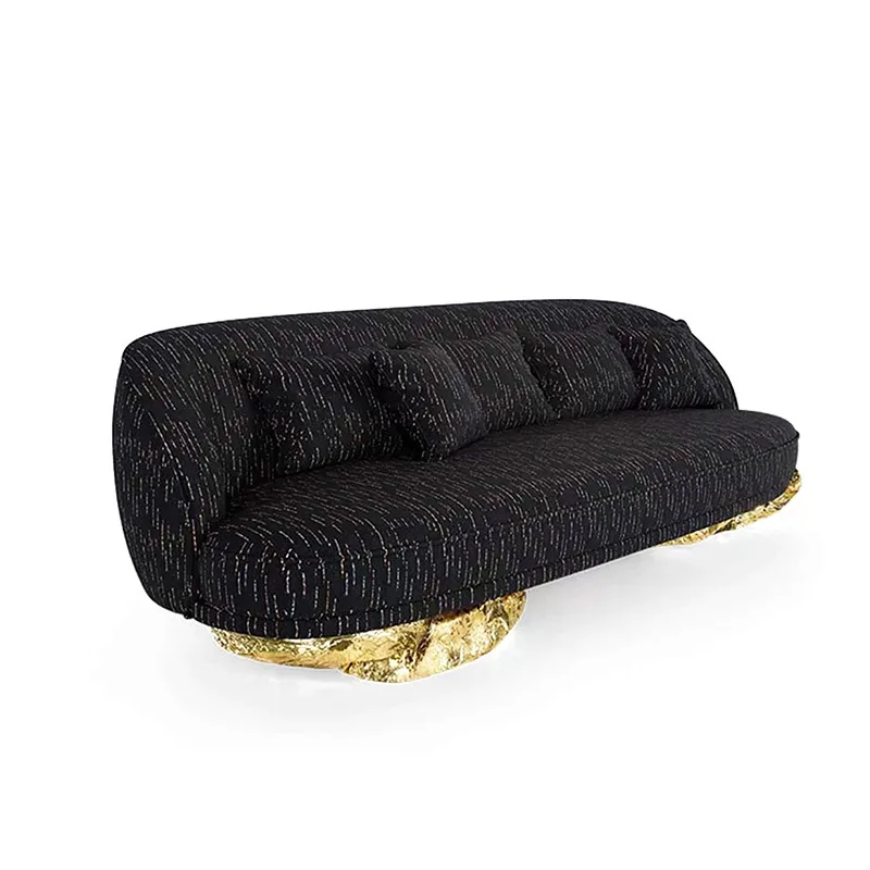 Italian fabric sofa light luxury high-end luxury home three-person designer home pure copper sofa chair