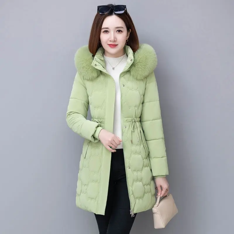 2024 New Winter Jacket Parkas Women Coat Fur Collar Hooded Overcoat Female Jacket Thick Warm Cotton Padded Puffer Parka Outwear