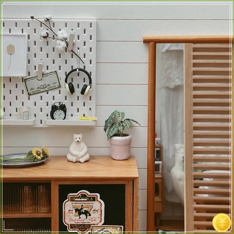 Miniature Furniture Decoration Items Perforated Board Wall Rack DIY Storage Display Furniture Accessories White