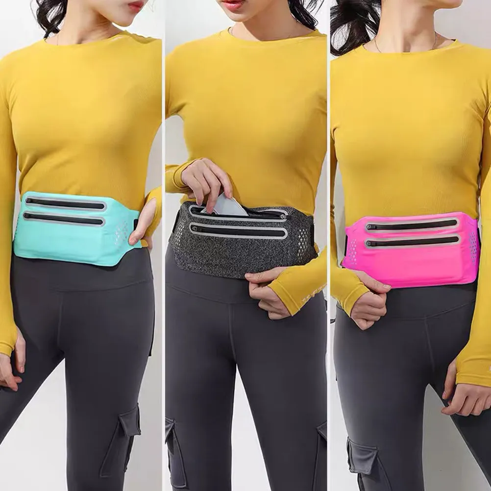 

Slim Adjustable Waist Pack for Women Made of Premium Tpu Material with Double Zippers Pocket Phone Storage Pouch for Running