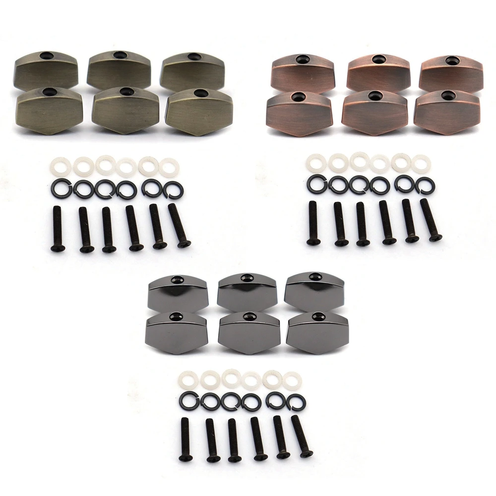 6pcs Guitar Tuners Machine Head Buttons Metal Tuning Key Square Buttons Head