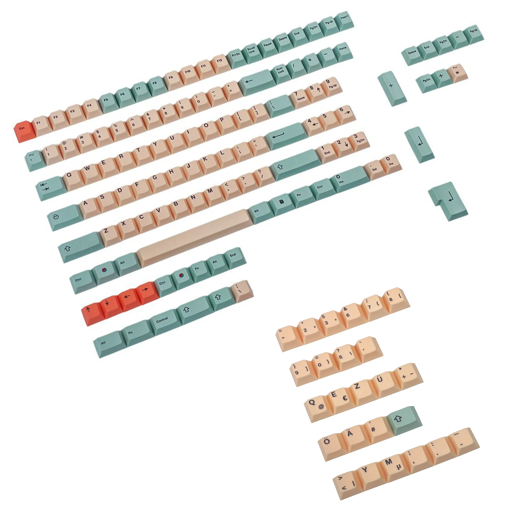 125 Hami Melon Dye-sub PBT Keycaps German Spain UK French ISO For MX Switches Keyboard 104 87 61 Filco YMD96 KBD75 FC980M ID80