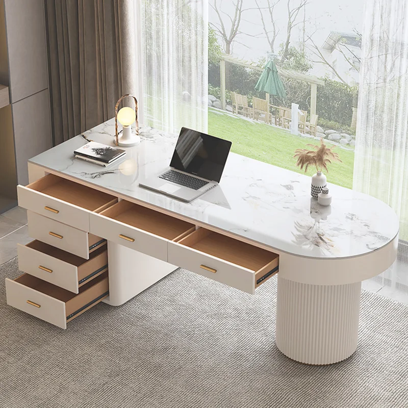 

Office Desk Bureau Reception Standing Reading Modern Multifunctional Office Desk White Mobile Scrivania Ufficio Lavoro Furniture