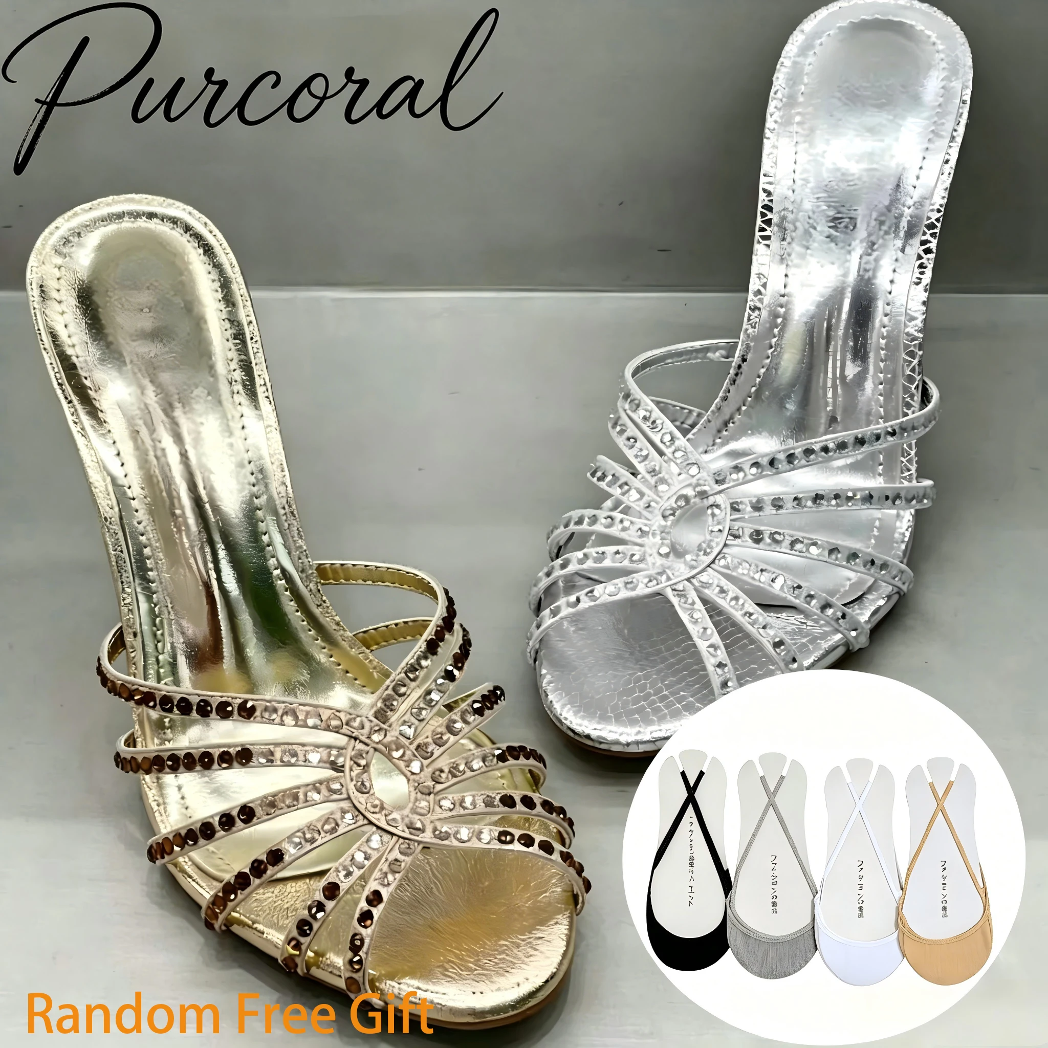 Women's Slippers 2026 Summer Women's New Gold Sexy Sequin High-Heeled Sandals Women's Wedding Party Plus Size Slippers