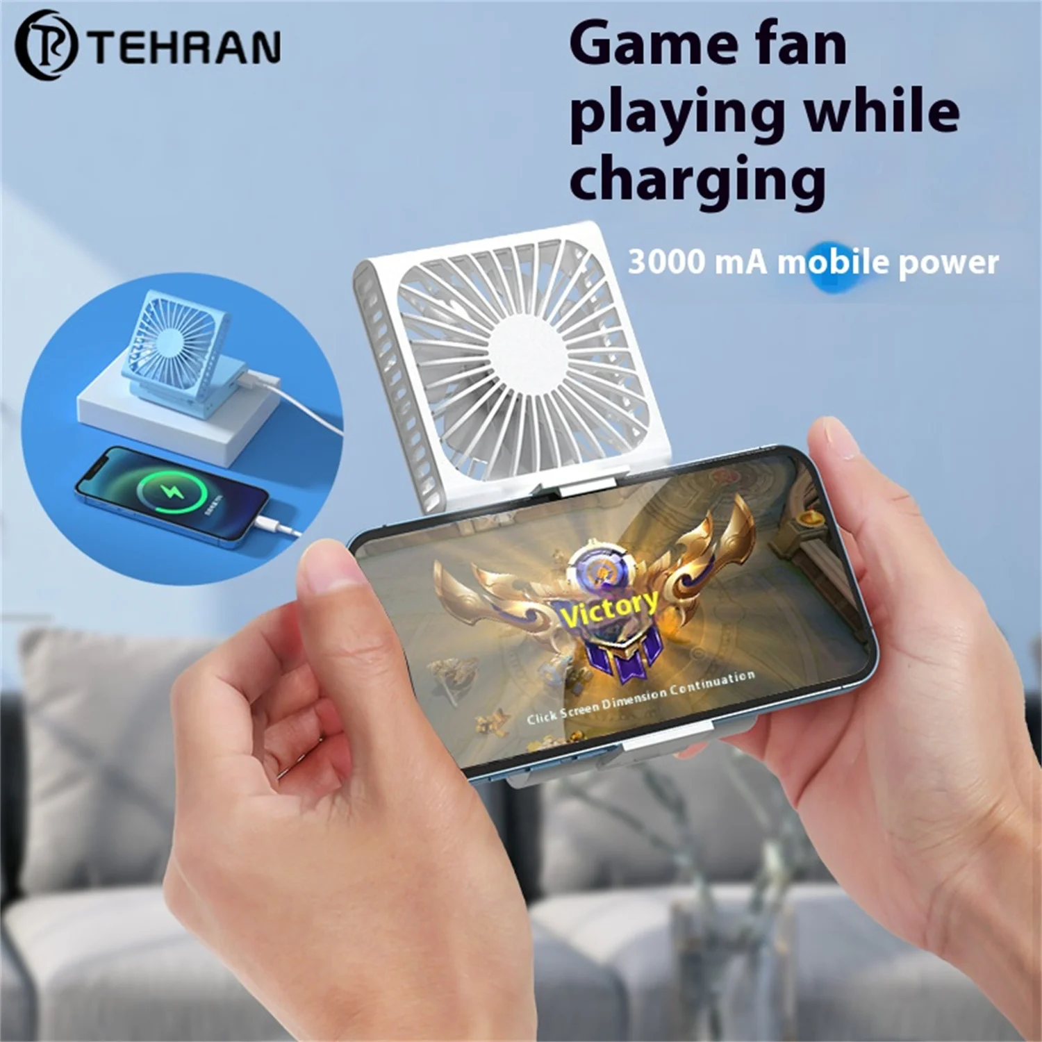 

Back clip game fan portable neck hanging fan USB power bank mini fan