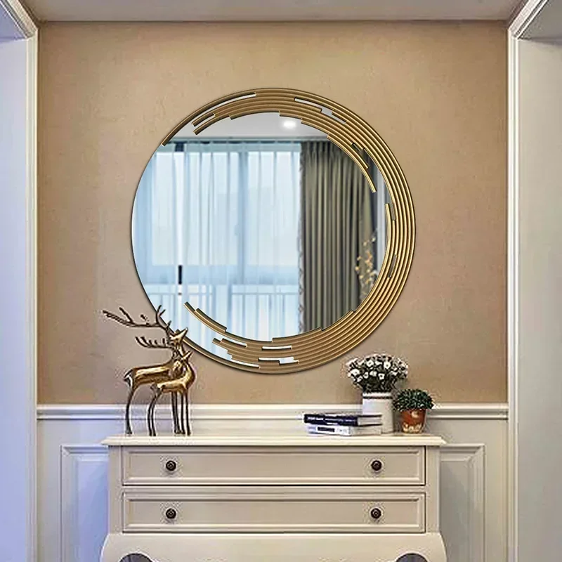 American Light Luxury Wall Mounted Bathroom Mirrors Retro Bedroom Makeup Mirrors Modern Simple Designer Decorative Bath Mirrors