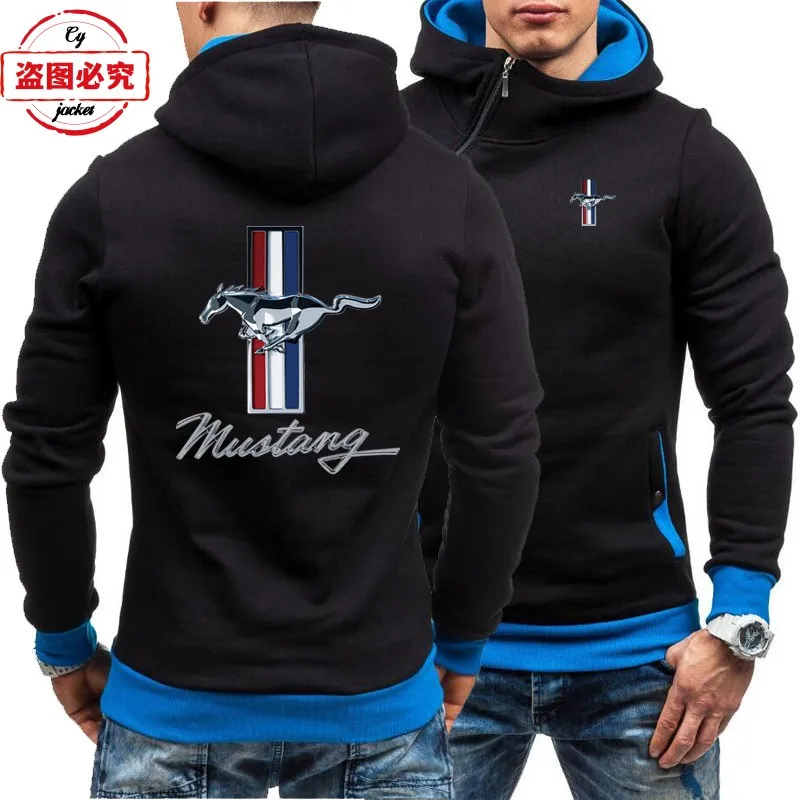 Ford Mustang Racing Logo Printed Men\'s Fashion Top Jacket Casual Hooded Sweater Group Wear Sweatshirt