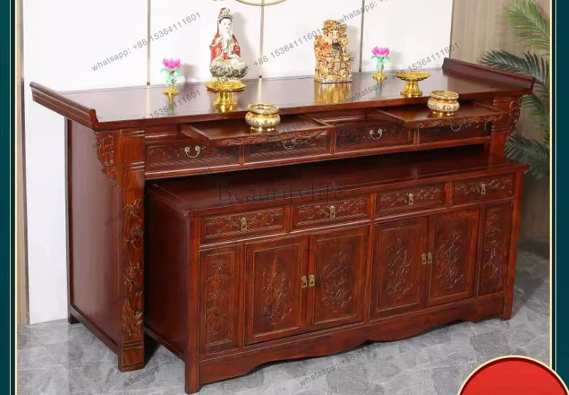 LX household solid wood for Taiwan Buddha table God of Wealth table ancestral hall incense case simple