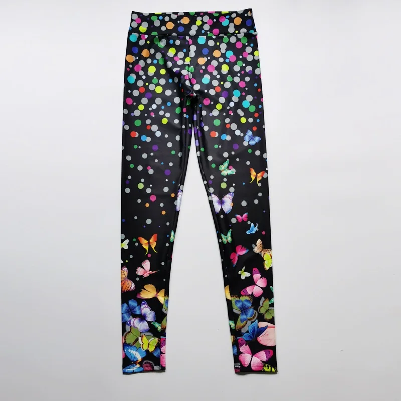 Multicoloured butterfly print elastic slim-fit hip lift slim pants elastic waist tight casual leggings for women