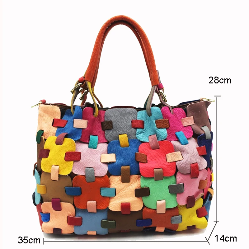 Annmouler Brand Design Women Tote Bag Large Capacity Ladies Handbag Genuine Leather Shoulder Bag Multicolor Crossbody Purses