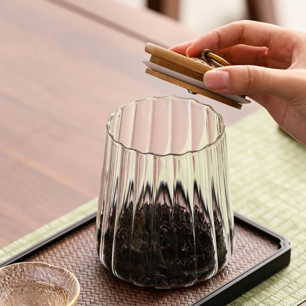 Lebensmittel behälter Küche Vorrats flaschen Glas Glas luftdicht Kanister Körner Tee Kaffeebohnen Körner Bonbon gläser Holzdeckel Behälter