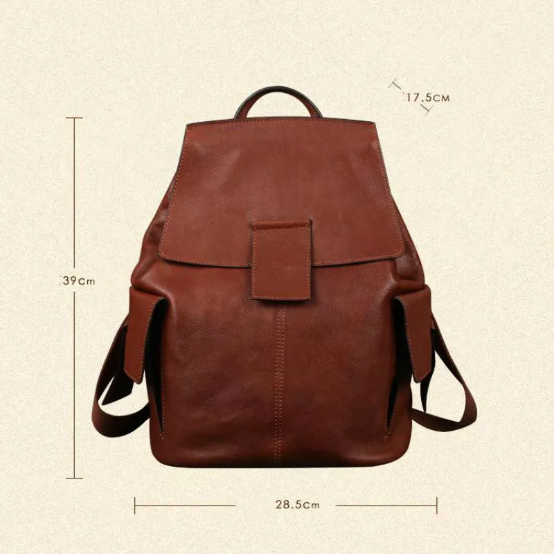 Johnature Retro 2024 New Genuine Leather Backpack Large Capacity First Layer Cowhide Women Bag Leisure Solid Color Travel Bags