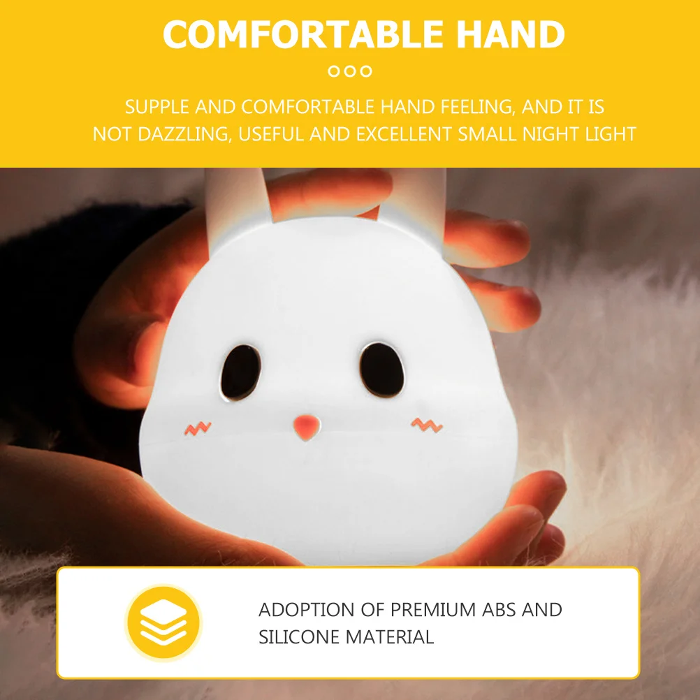

1Pcs Silicone Rabbit Night Light Rechargeable Bedside Lamp Bunny Shape Soft Nightlight Durable Room Decorative Lamp
