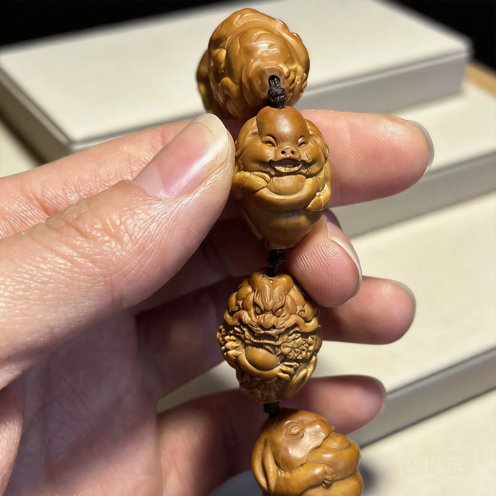Olive Pit Carved 2026 Wenwan Beaded Bracelet For Men Women, Twelve Chinese Zodiac Pure Peach Wood Lotus Pattern Handheld For Dai