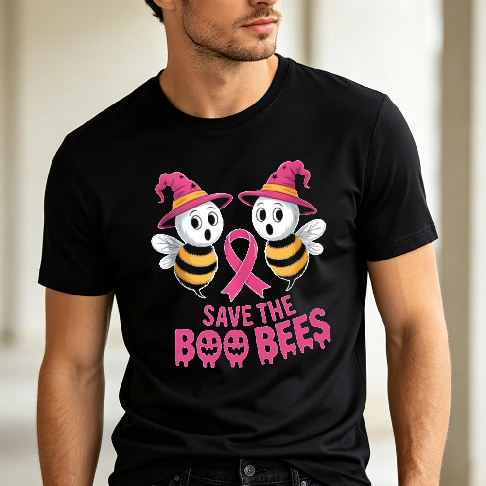 Save Boobees Awareness Pun Men Black T Shirt Halloween Spooky Season Costume Party Humorous Graphic Comfy Tops