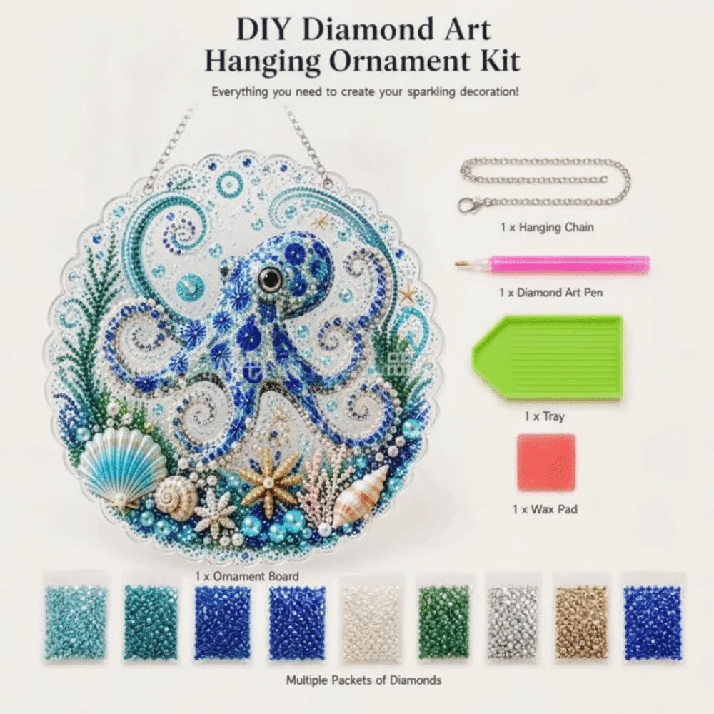 Ocean Pearl Art Pearl Art DIY Kit Sparkling Finish Complete Craft Set Pearl Painting Craft Set Diamond DIY Hanging Ornament Kit