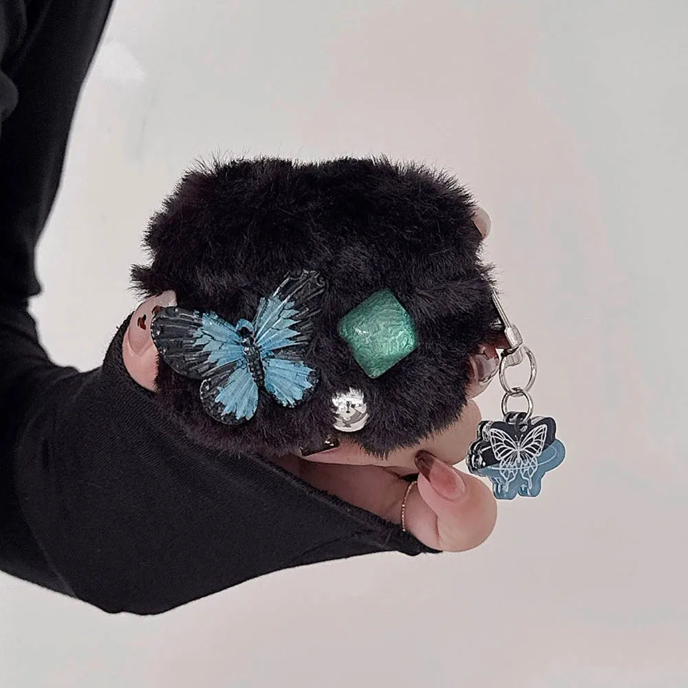 شجرة عيد الميلاد الرقيقة على شكل فراشة سوداء قطيفة لأجهزة AirPods Pro 2 3 حافظة واقية airpods4 apple 2nd 3rd الجيل بلوتوث #3