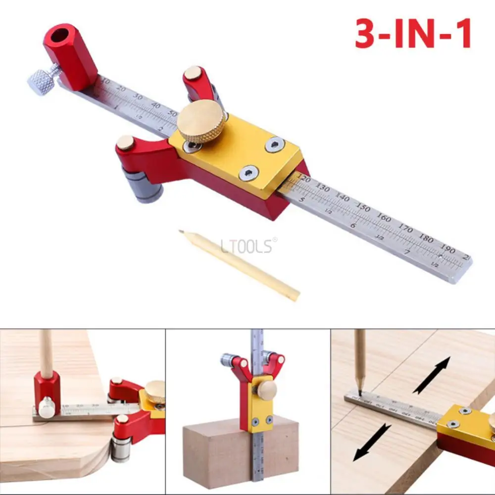 Practical Aluminum Alloy Scribe Tool Laser Metric Ruler Adjustable Precision Scriber Parallel Line Drawing Woodworking Tools