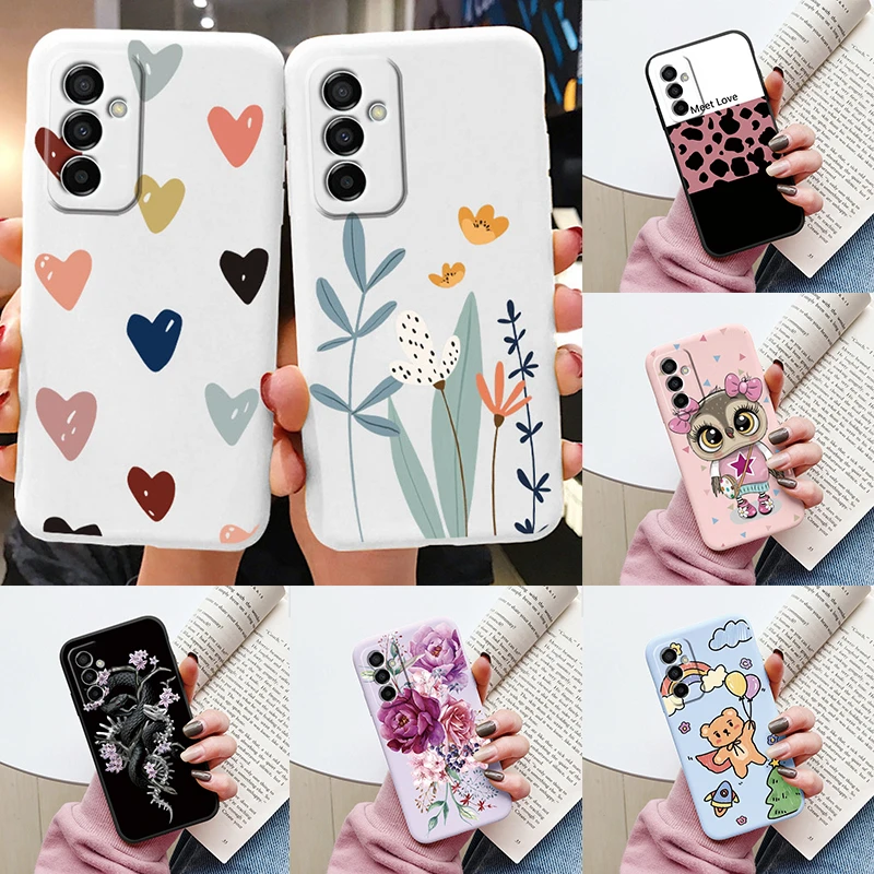 For Samsung Galaxy M23 F23 5G Case Cute Fashion Heart Flowers Soft Silicone Bumper Cover For Samsung M 23 GalaxyF23 Fundas Shell