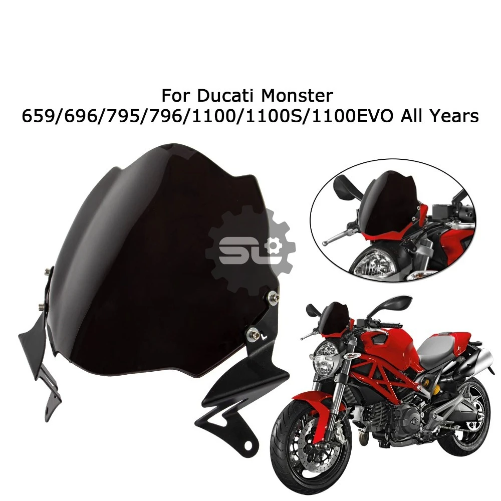 Motorcycle accessories for Ducati Monster 659 696 795 796 1100 1100S 1100EVO All Years Motobike Windscreen Windshield protect