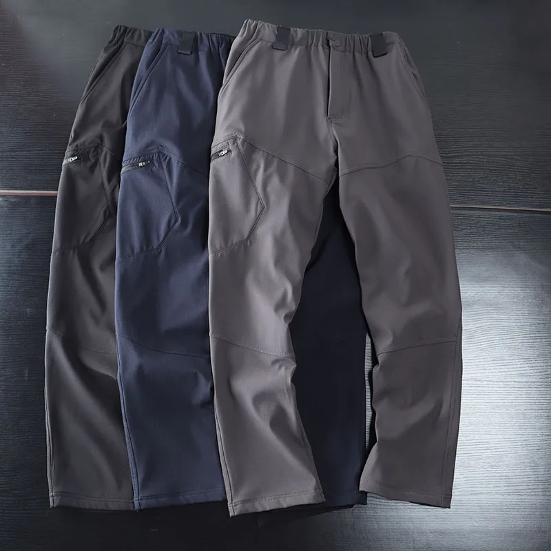 

Men's Outdoor Workwear Soft ell Pants Fce Lined Warm Casual Hiking Trousers Busin Casual Sle Winter Long Pants