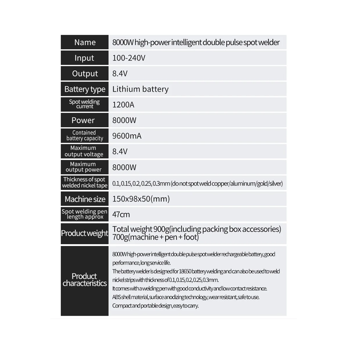 

8000 Вт точечный сварочный аппарат высокой мощности, Портативные Ручные регулируемые сварочные аппараты для аккумулятора 18650, ручной инструмент, педаль, европейская вилка